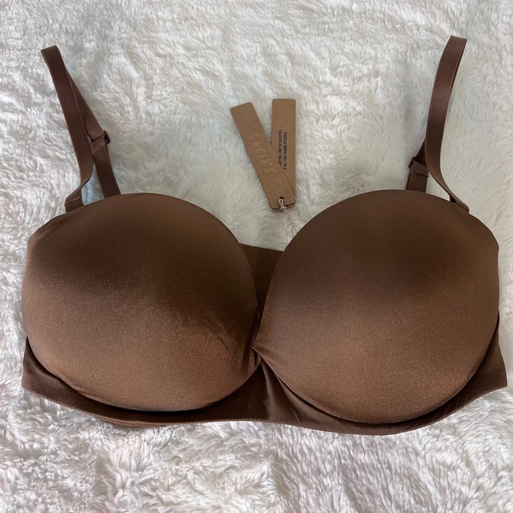SKIMS Women's Ultimate Push-Up‎ Strapless Bra Jasper Brown 32DD BA-BAN-3208 NWT